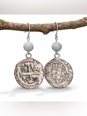 Vintage Coin Earrings | Ethnic Dangle | Silver Tone Boho